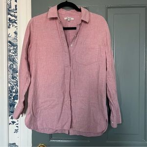 Madewell Flannel Pink Button Up with Button Back Detail XS